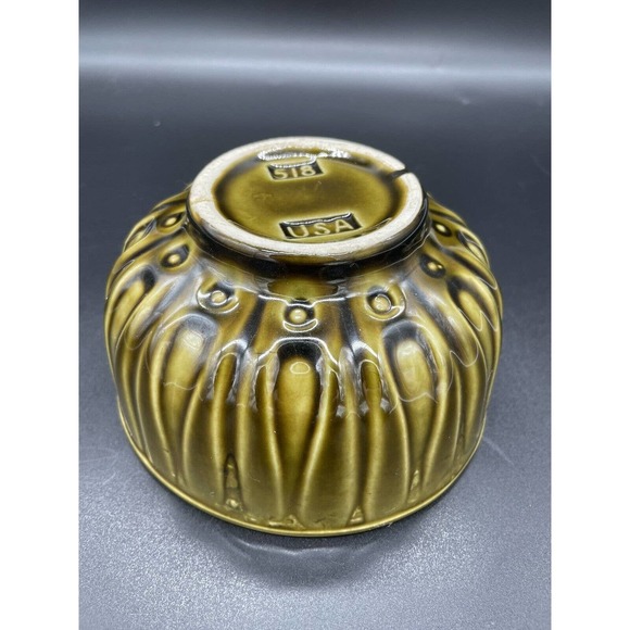 Vintage McCoy Planter Swirl USA Olive Green MCM Pottery Avocado Green #518 - Picture 5 of 7